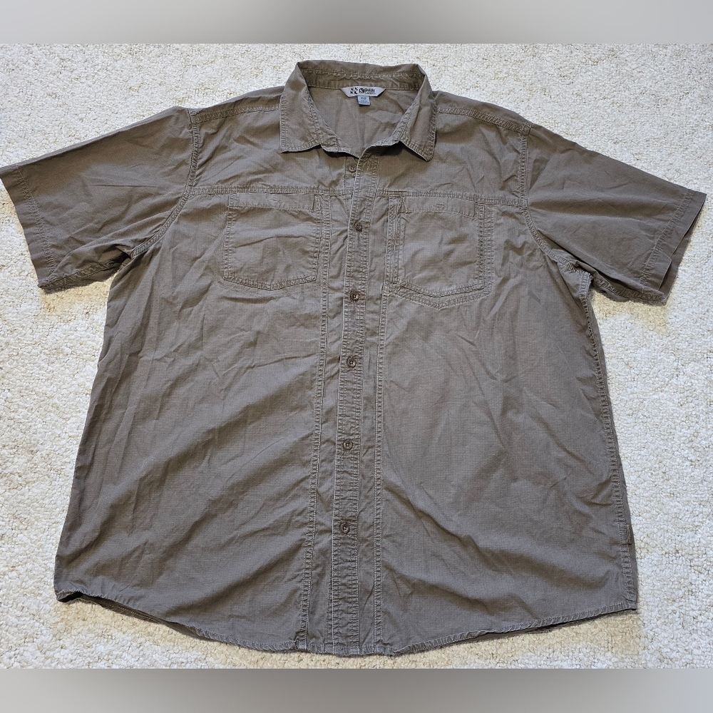 Gander Mountain Guide Series Brown Short Sleeve Button Up Shirt Mens 3XLT